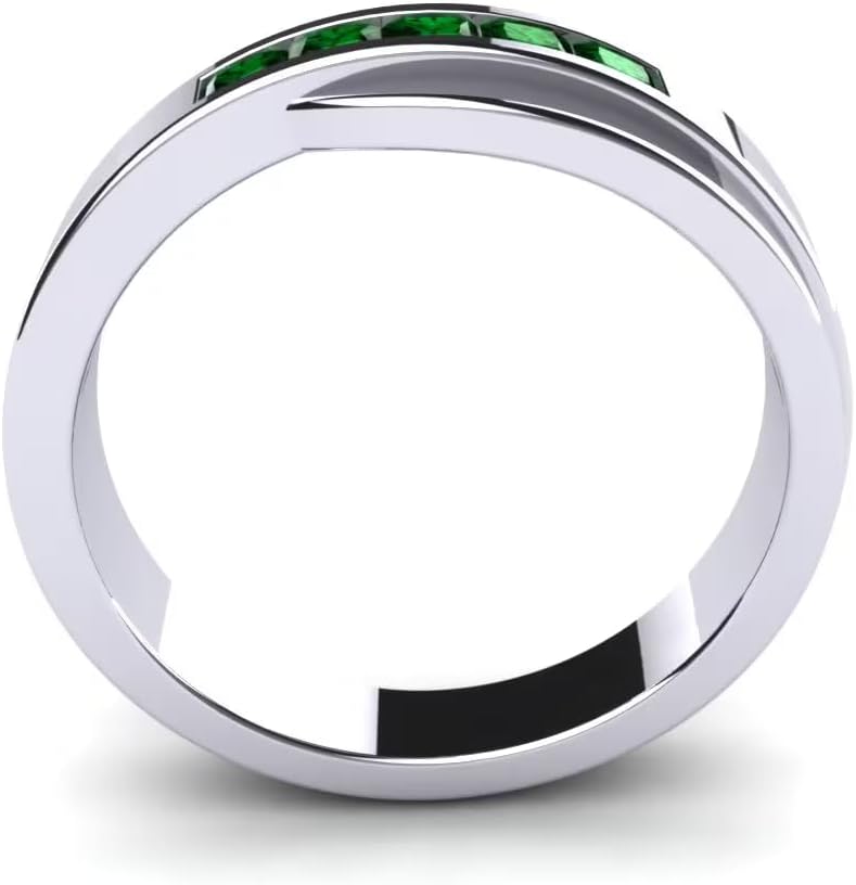 S925/10K 14K 18K Solid Gold Mens Gemstone Engagement Band Rings Personalized Engraved Sapphire/Garnet/Moissanite/Emerald/Black Onyx Ring for Men Women