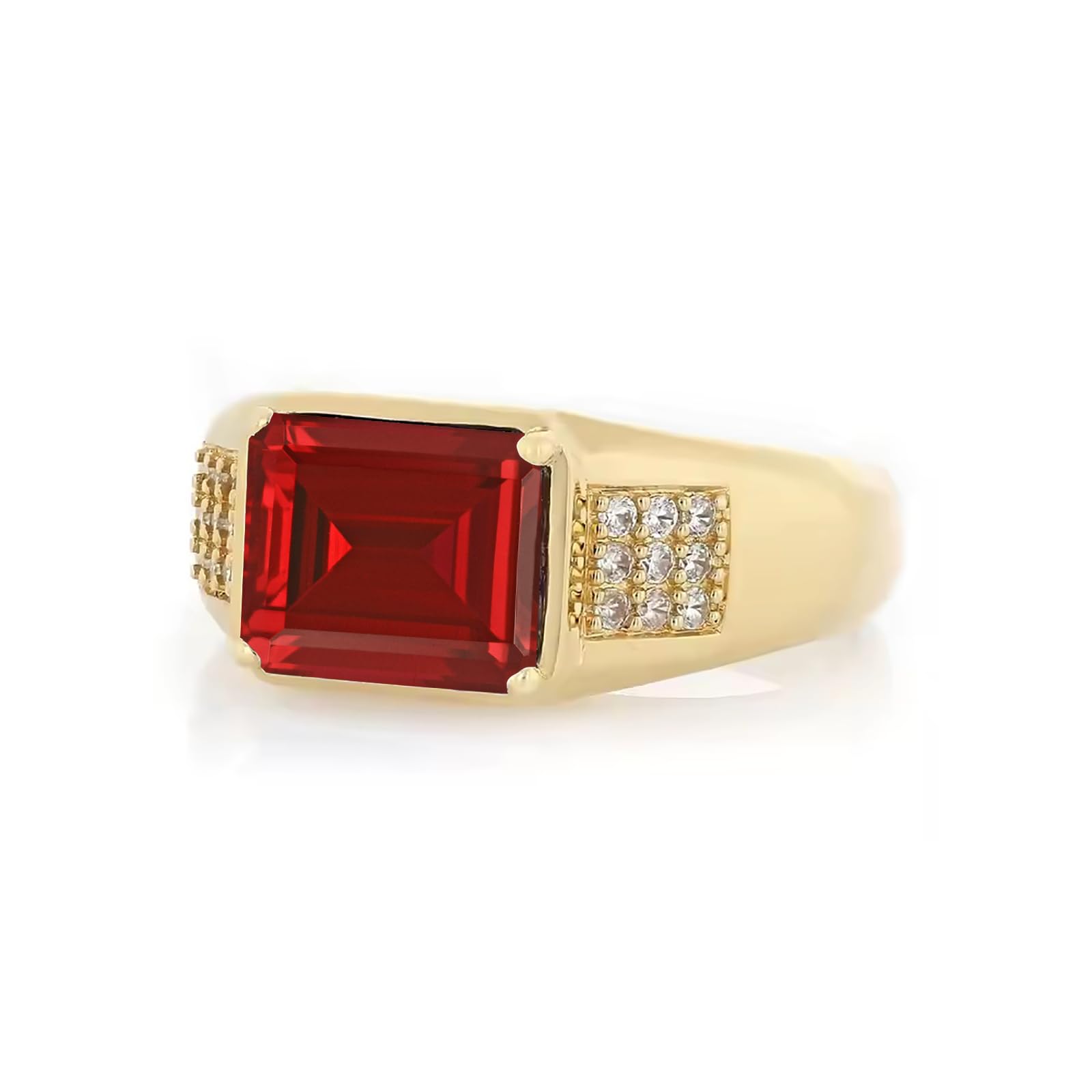 4ct Emerald Cut Gemstone Ring for Men 10K 14K 18K Real Gold Mens Gemstone Engagement Ring Luxury Mens Rings for Dad Husband Jewelry Gift for Birthday Father’s Day Valentine's Day