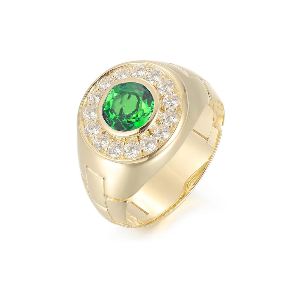 Emerald Men's Ring Sterling Silver 10K 14K 18K Real Gold Customized Green Gemstone Ring for Men Boyfriend Husband Engagement Wedding Anniversary Size 4-16
