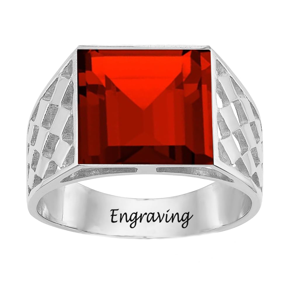 2-6 Carat Men Gemstone Engagement Ring 925 Sterling Silver Men's Birthstone Wedding Band Rings for Men Husband Grandpa Dad Christmas Birthday Anniversary Father's Day
