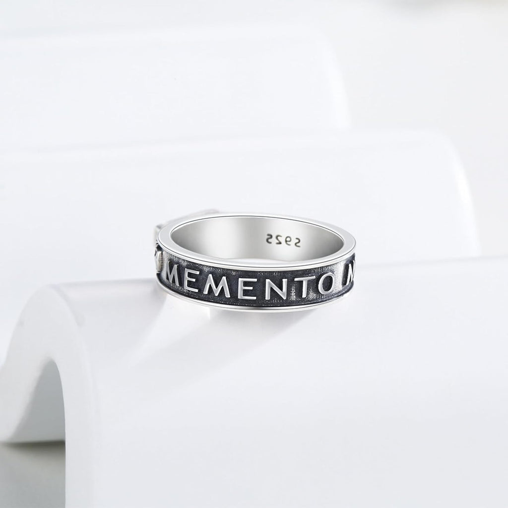 JUSTKIDSTOY Memento Mori Ring 925 Sterling Silver Skull Skeleton Ring Stoic Reminder Halloween Jewelry Gifts for Men Women