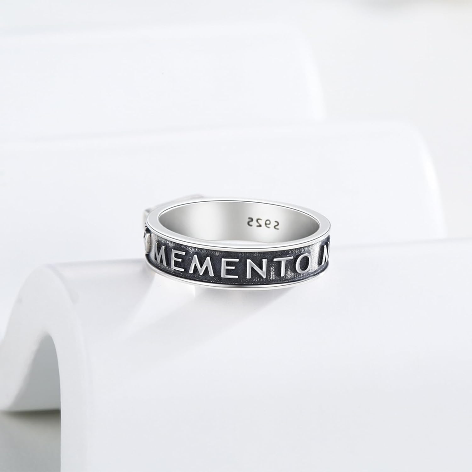 JUSTKIDSTOY Memento Mori Ring 925 Sterling Silver Skull Skeleton Ring Stoic Reminder Halloween Jewelry Gifts for Men Women