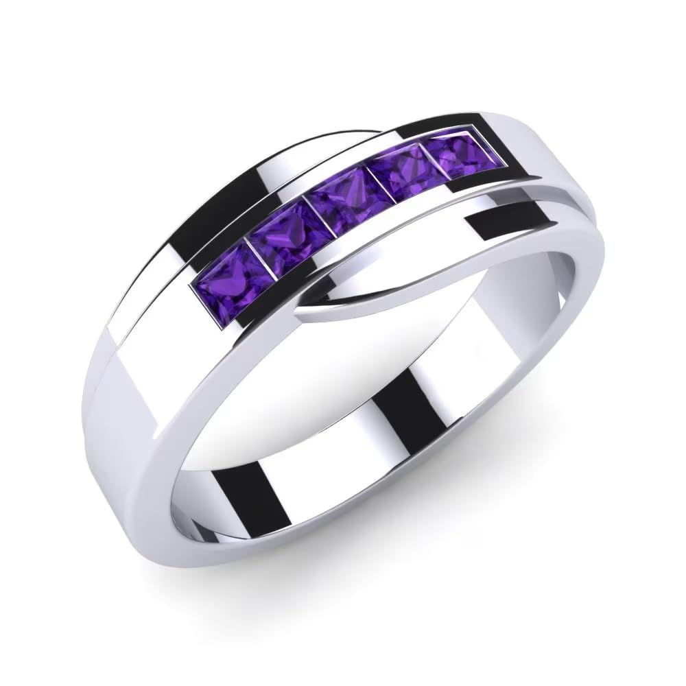 S925/10K 14K 18K Solid Gold Mens Gemstone Engagement Band Rings Personalized Engraved Sapphire/Garnet/Moissanite/Emerald/Black Onyx Ring for Men Women
