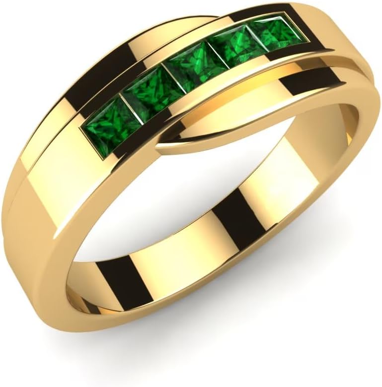 S925/10K 14K 18K Solid Gold Mens Gemstone Engagement Band Rings Personalized Engraved Sapphire/Garnet/Moissanite/Emerald/Black Onyx Ring for Men Women