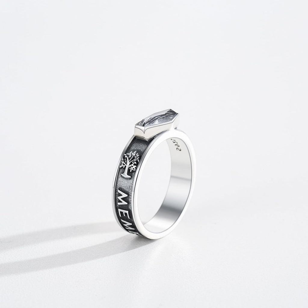 JUSTKIDSTOY Memento Mori Ring 925 Sterling Silver Skull Skeleton Ring Stoic Reminder Halloween Jewelry Gifts for Men Women