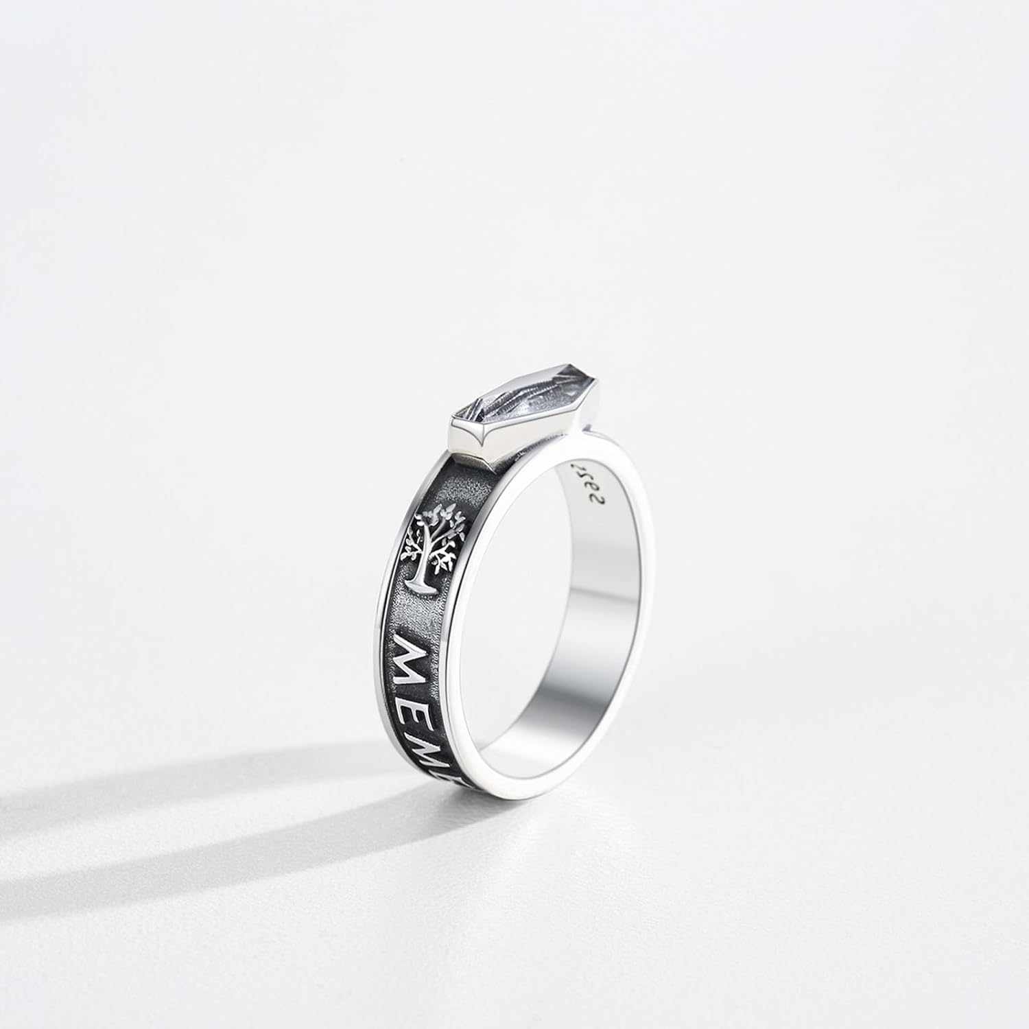 JUSTKIDSTOY Memento Mori Ring 925 Sterling Silver Skull Skeleton Ring Stoic Reminder Halloween Jewelry Gifts for Men Women