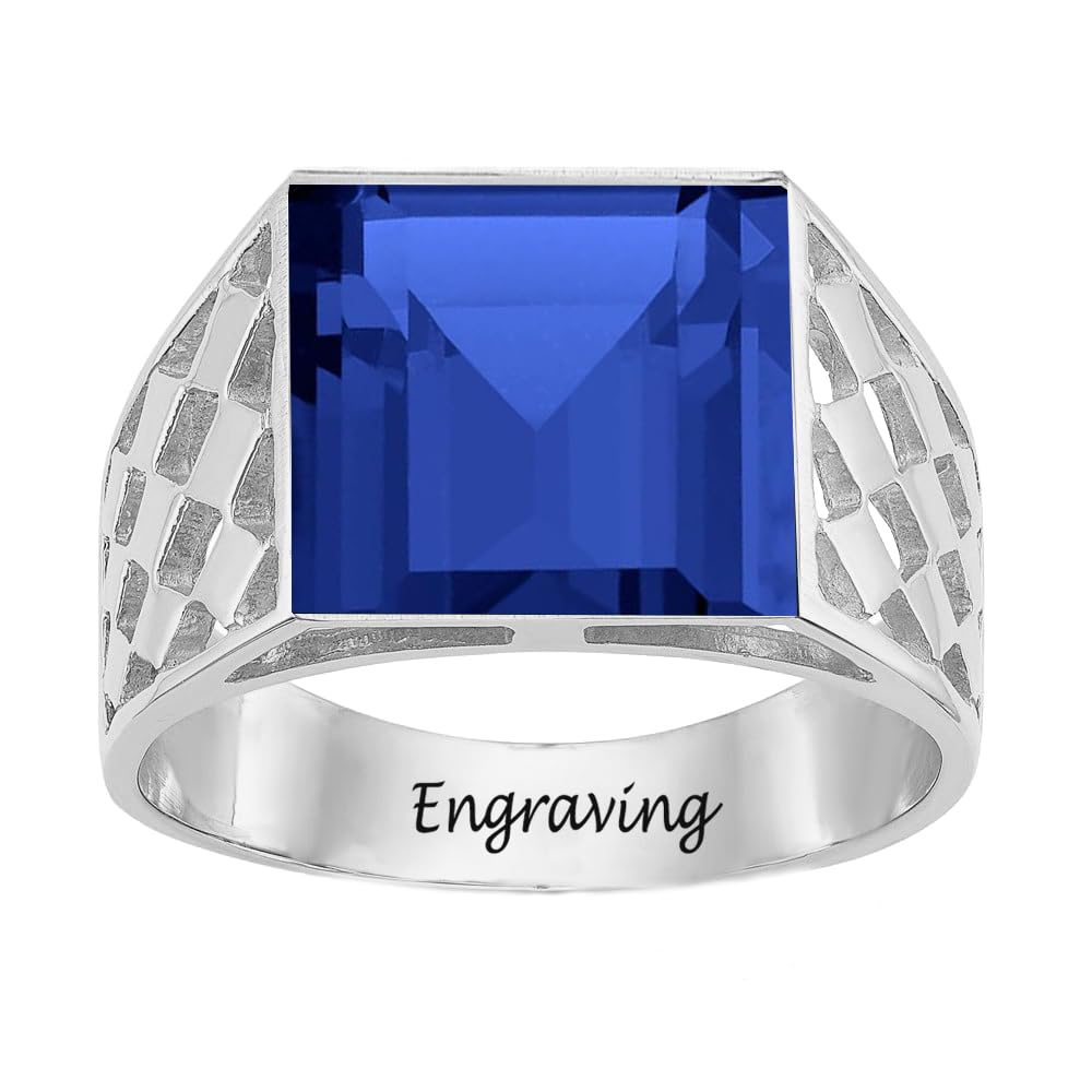 2-6 Carat Men Gemstone Engagement Ring 925 Sterling Silver Men's Birthstone Wedding Band Rings for Men Husband Grandpa Dad Christmas Birthday Anniversary Father's Day
