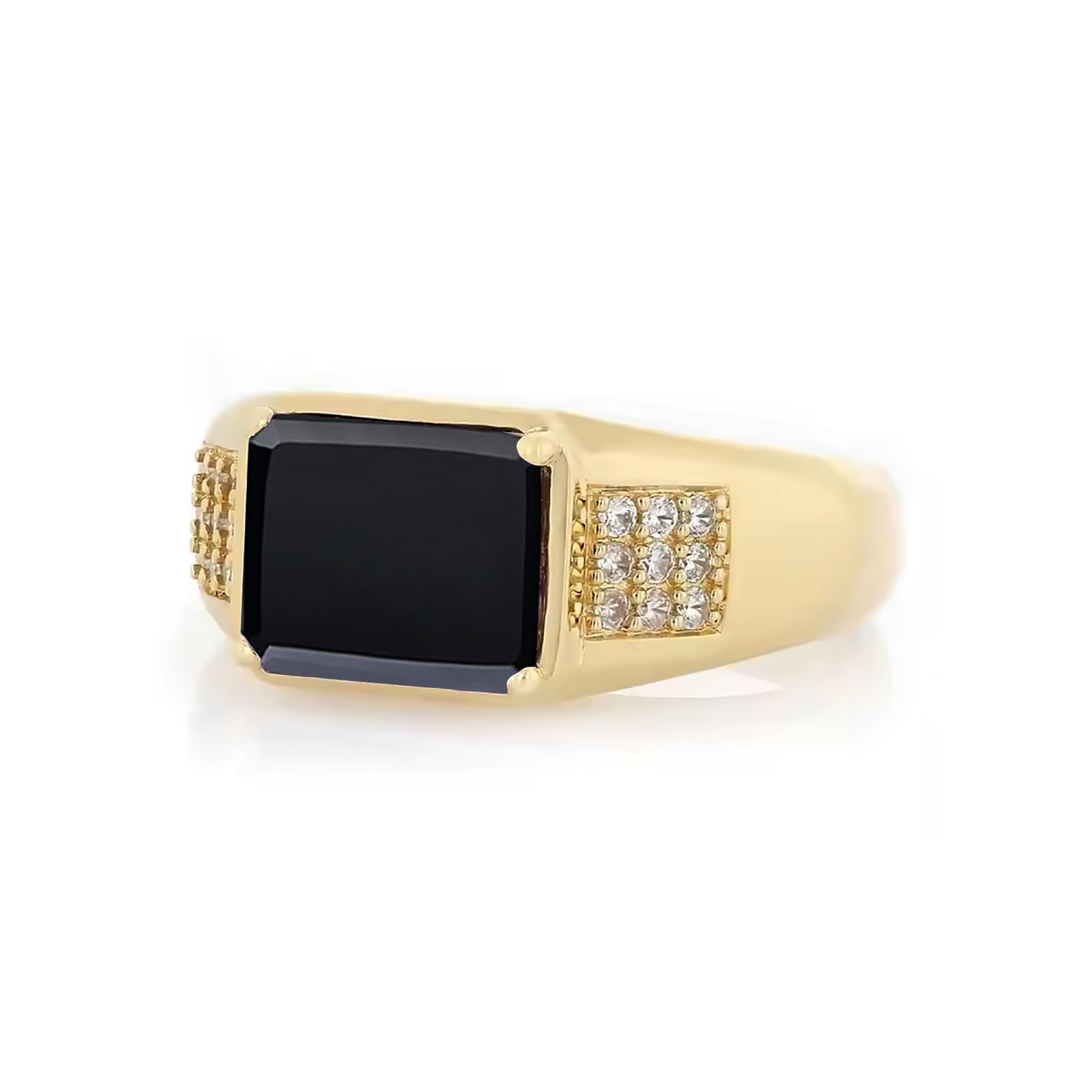 4ct Emerald Cut Gemstone Ring for Men 10K 14K 18K Real Gold Mens Gemstone Engagement Ring Luxury Mens Rings for Dad Husband Jewelry Gift for Birthday Father’s Day Valentine's Day