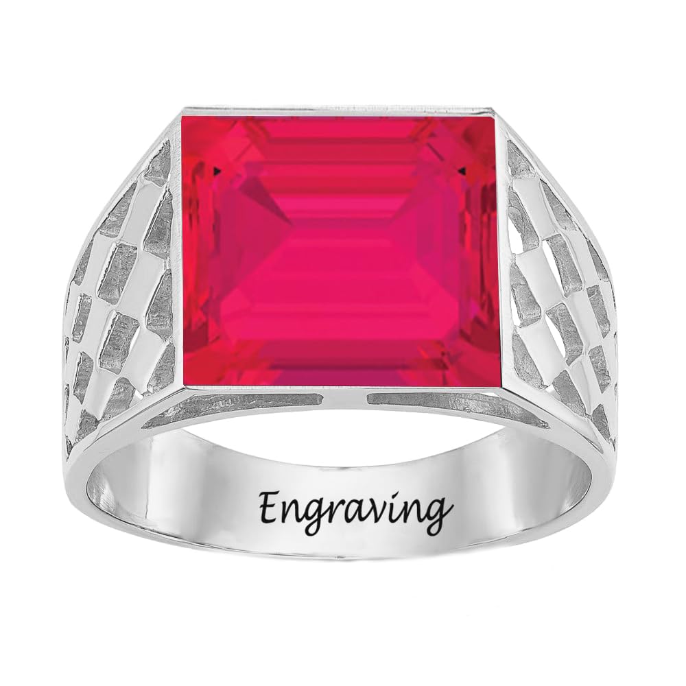 2-6 Carat Men Gemstone Engagement Ring 925 Sterling Silver Men's Birthstone Wedding Band Rings for Men Husband Grandpa Dad Christmas Birthday Anniversary Father's Day
