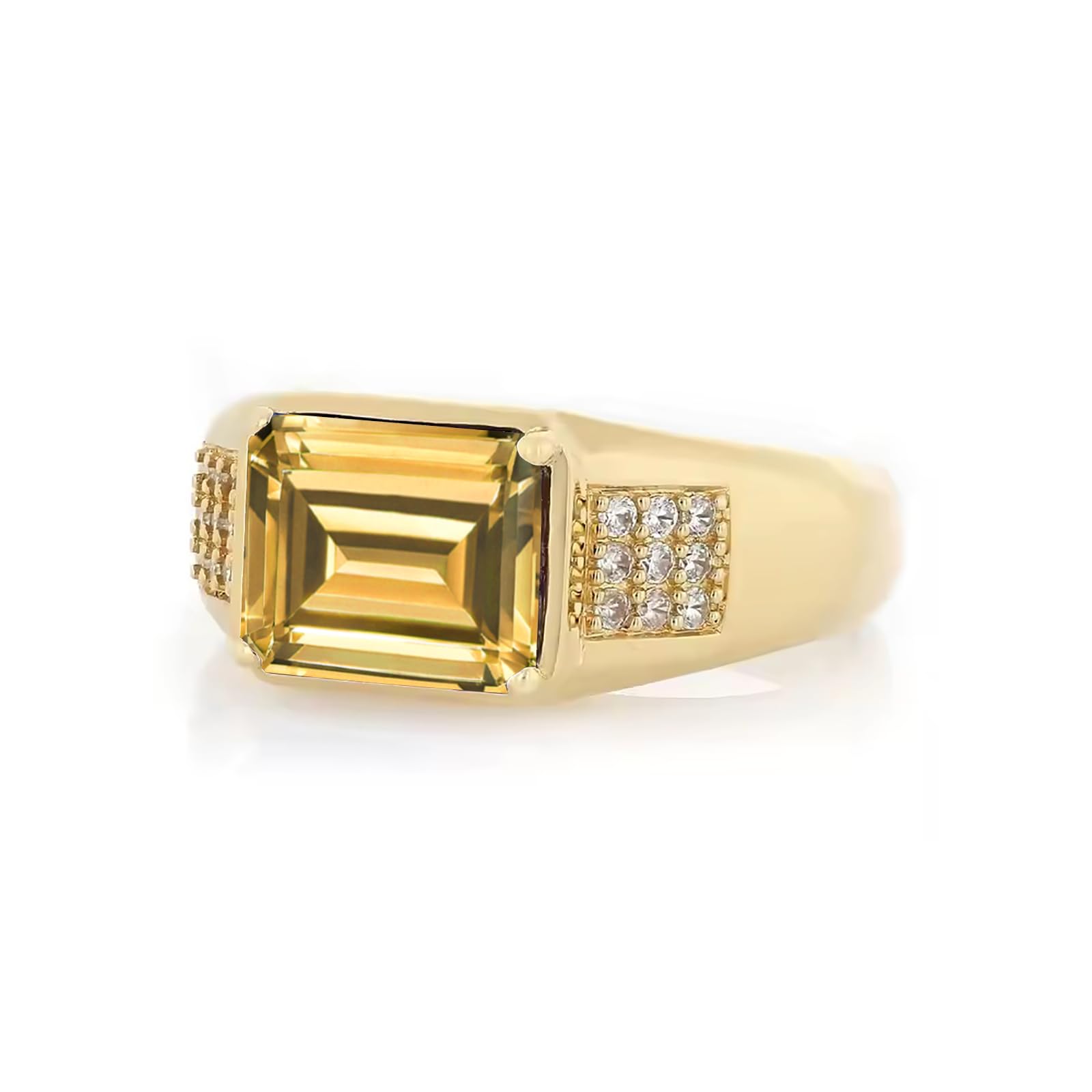 4ct Emerald Cut Gemstone Ring for Men 10K 14K 18K Real Gold Mens Gemstone Engagement Ring Luxury Mens Rings for Dad Husband Jewelry Gift for Birthday Father’s Day Valentine's Day