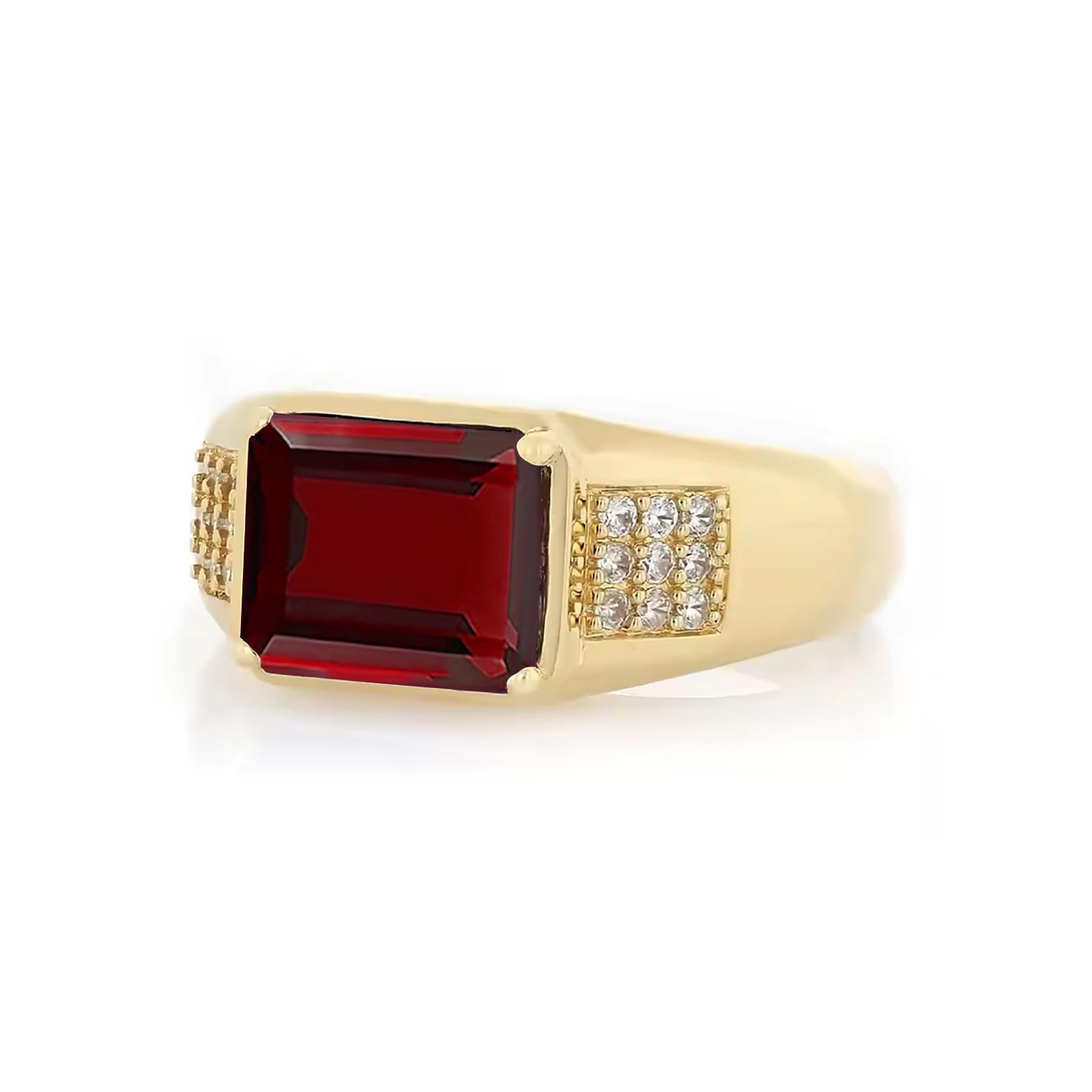 4ct Emerald Cut Gemstone Ring for Men 10K 14K 18K Real Gold Mens Gemstone Engagement Ring Luxury Mens Rings for Dad Husband Jewelry Gift for Birthday Father’s Day Valentine's Day
