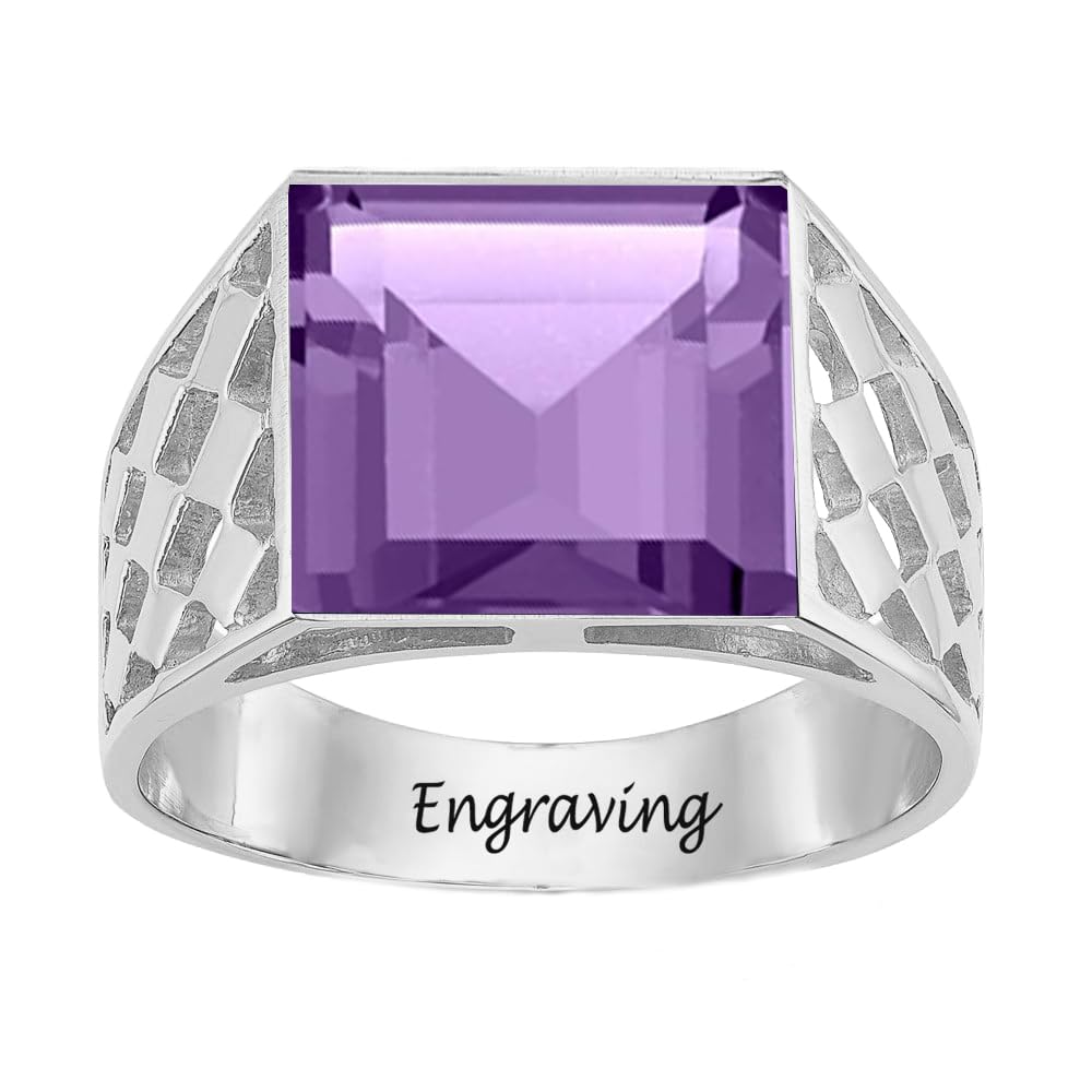 2-6 Carat Men Gemstone Engagement Ring 925 Sterling Silver Men's Birthstone Wedding Band Rings for Men Husband Grandpa Dad Christmas Birthday Anniversary Father's Day