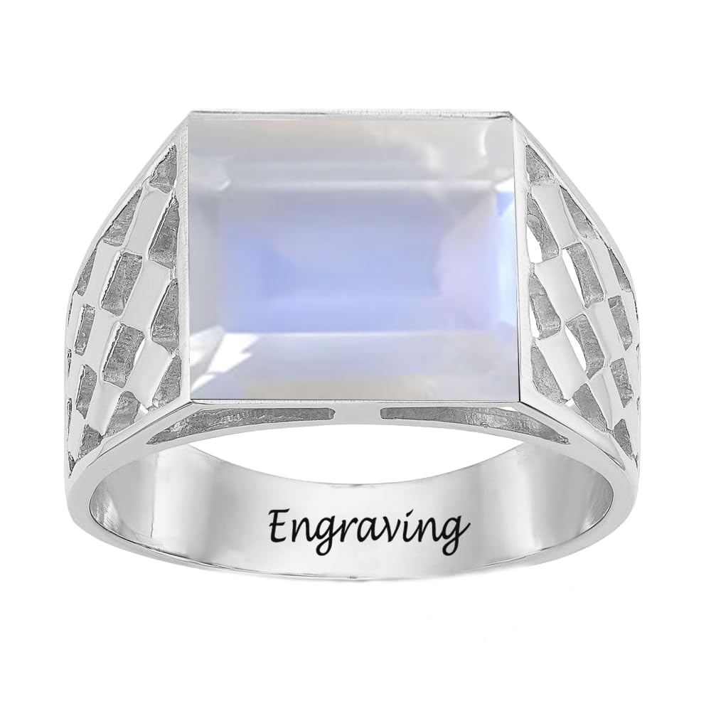 2-6 Carat Men Gemstone Engagement Ring 925 Sterling Silver Men's Birthstone Wedding Band Rings for Men Husband Grandpa Dad Christmas Birthday Anniversary Father's Day