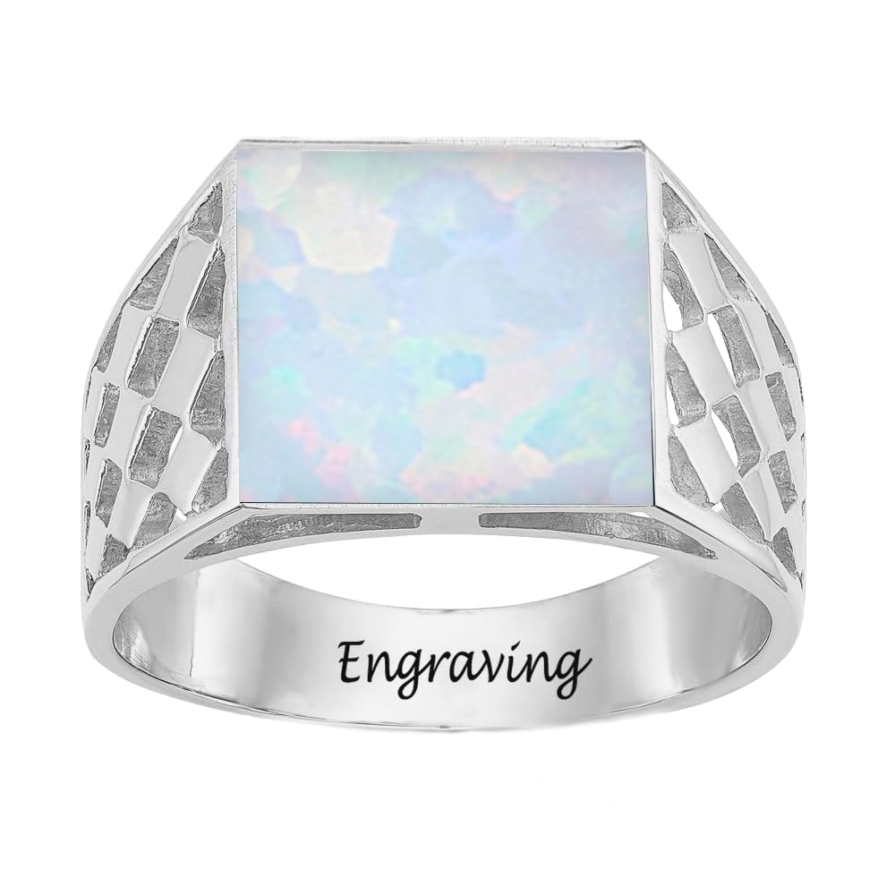 2-6 Carat Men Gemstone Engagement Ring 925 Sterling Silver Men's Birthstone Wedding Band Rings for Men Husband Grandpa Dad Christmas Birthday Anniversary Father's Day