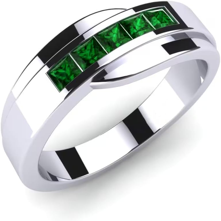 S925/10K 14K 18K Solid Gold Mens Gemstone Engagement Band Rings Personalized Engraved Sapphire/Garnet/Moissanite/Emerald/Black Onyx Ring for Men Women