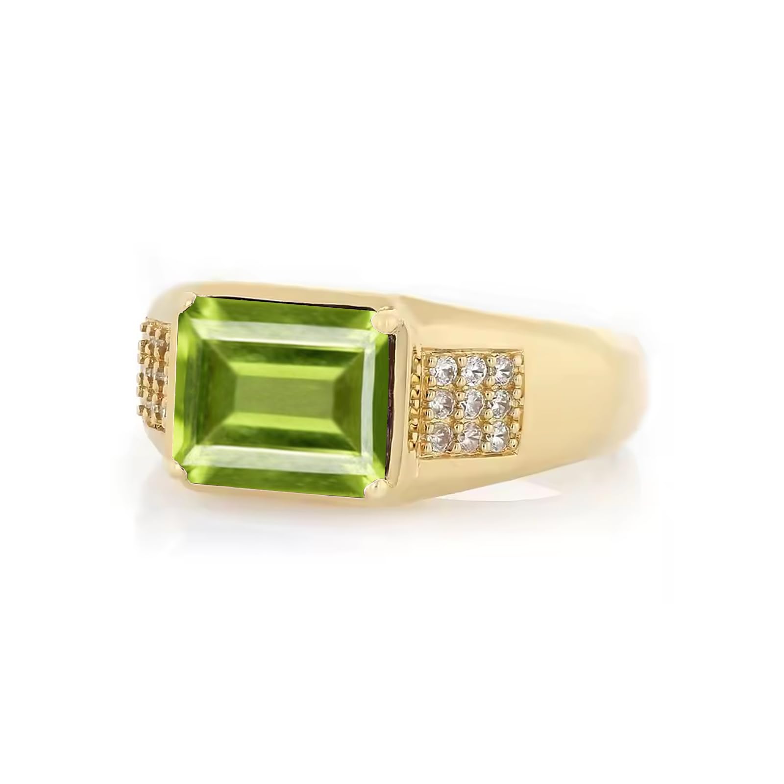 4ct Emerald Cut Gemstone Ring for Men 10K 14K 18K Real Gold Mens Gemstone Engagement Ring Luxury Mens Rings for Dad Husband Jewelry Gift for Birthday Father’s Day Valentine's Day