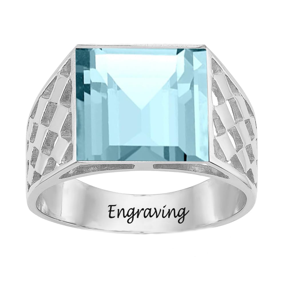 2-6 Carat Men Gemstone Engagement Ring 925 Sterling Silver Men's Birthstone Wedding Band Rings for Men Husband Grandpa Dad Christmas Birthday Anniversary Father's Day