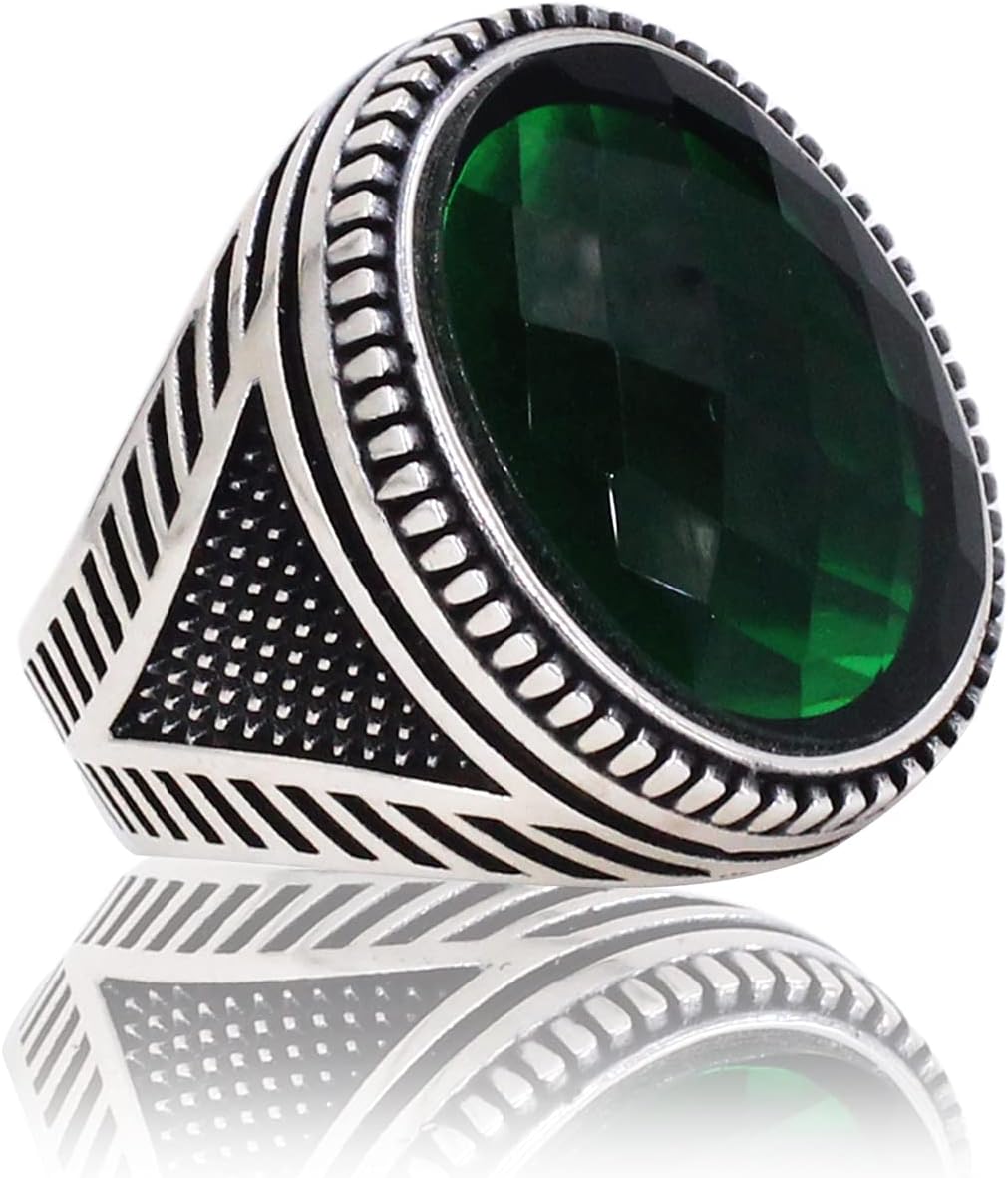Geometric Detailed Oval Silver Ring. Handmade Vintage Statement Ring. Sterling Silver Jewelry for Men