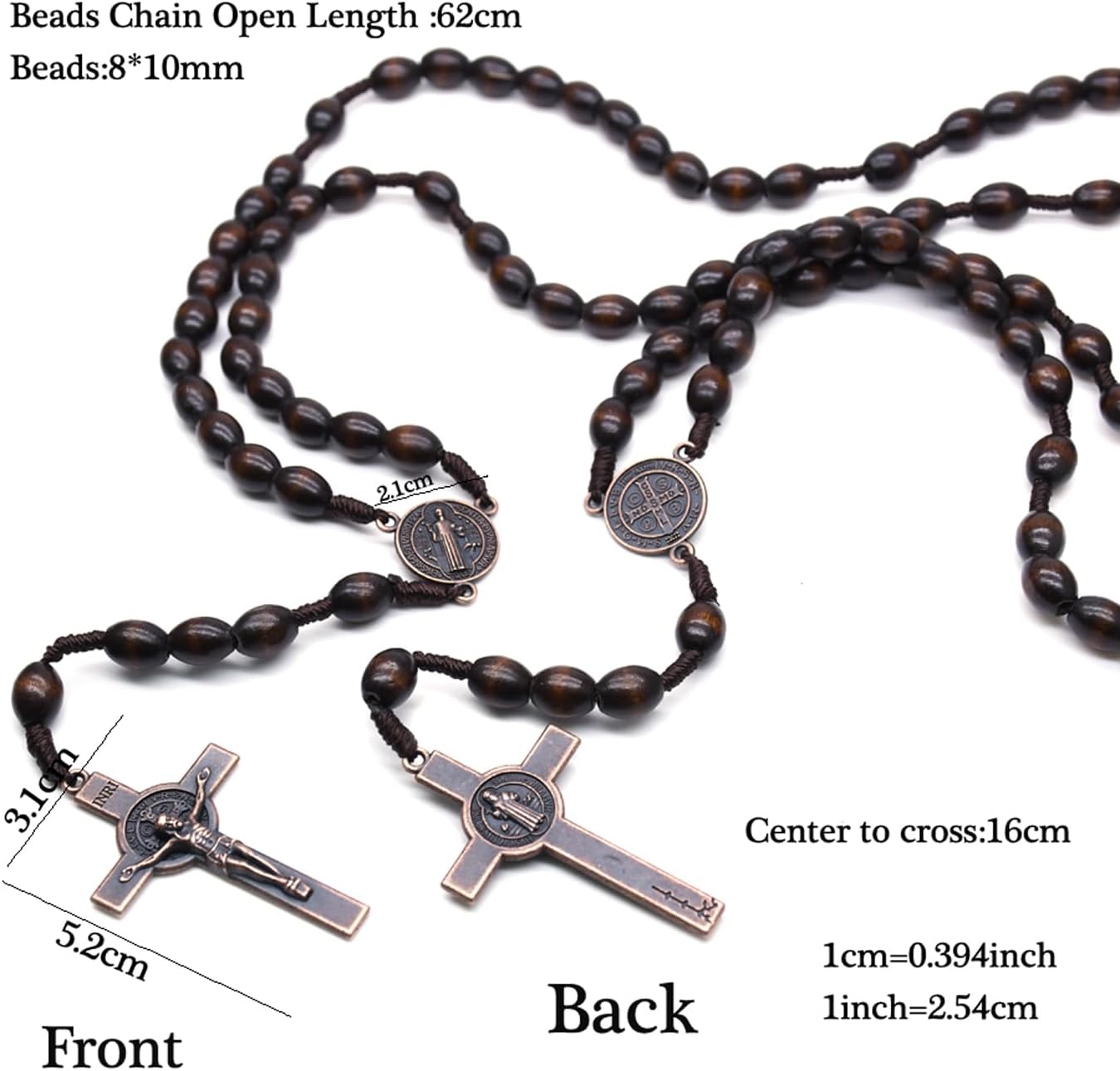 SZQCZB Wooden Rosary Beads Catholic for Men, Saint Benedict Medal and Cross - Comes in Gift Pouch and 18pcs Prayer Cards