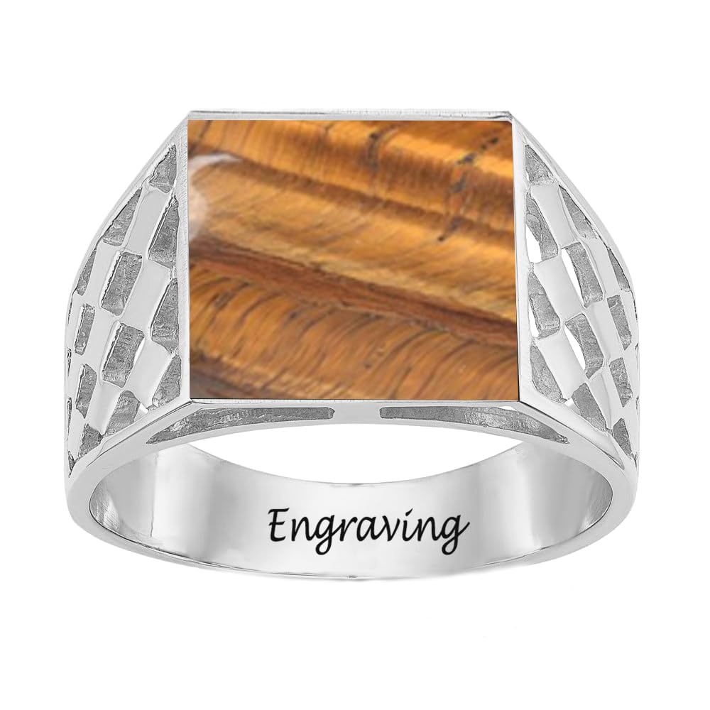 2-6 Carat Men Gemstone Engagement Ring 925 Sterling Silver Men's Birthstone Wedding Band Rings for Men Husband Grandpa Dad Christmas Birthday Anniversary Father's Day