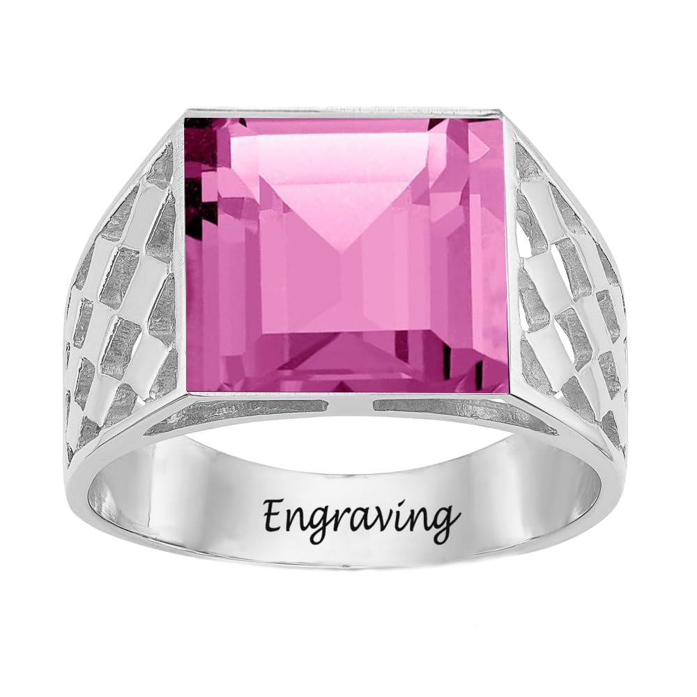 2-6 Carat Men Gemstone Engagement Ring 925 Sterling Silver Men's Birthstone Wedding Band Rings for Men Husband Grandpa Dad Christmas Birthday Anniversary Father's Day