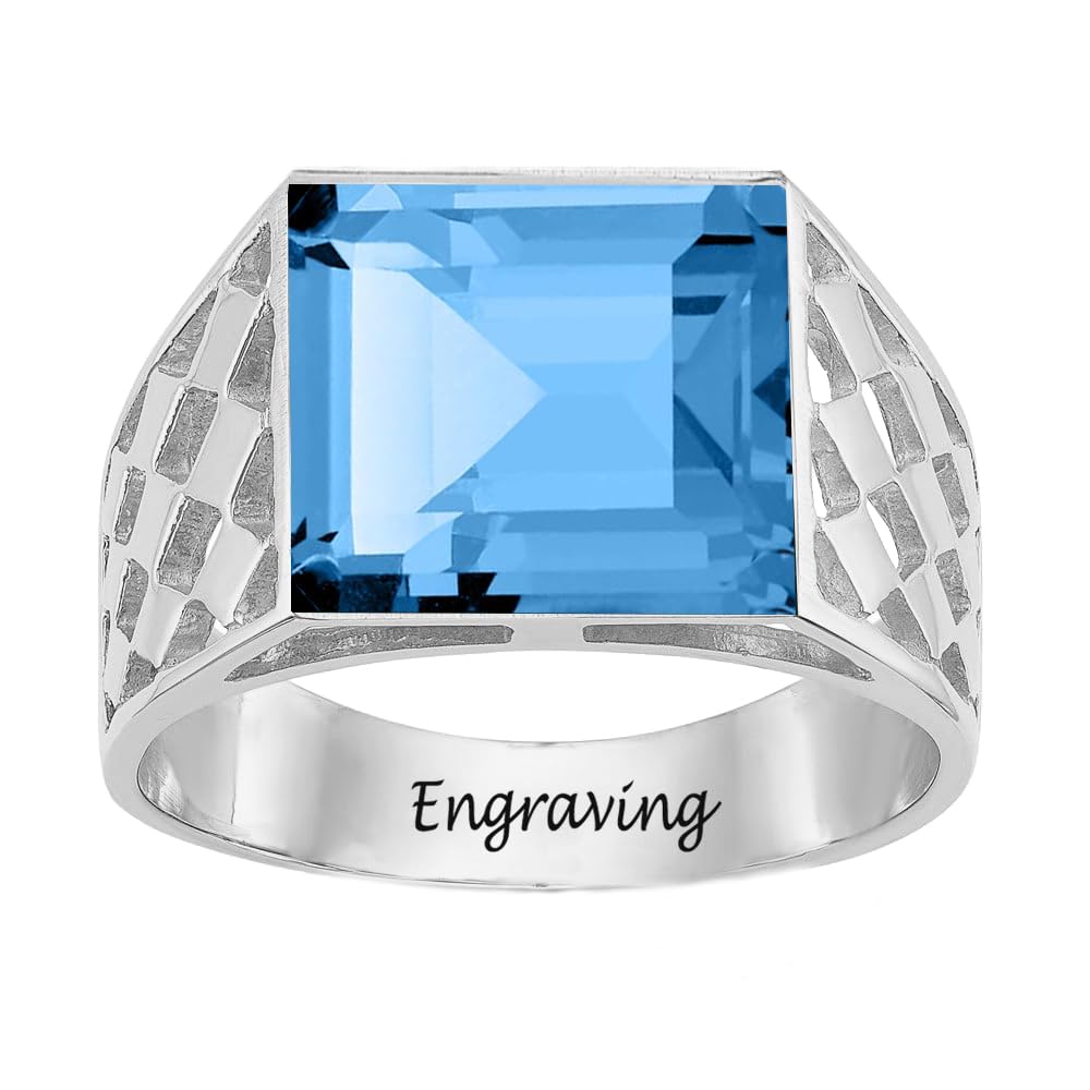 2-6 Carat Men Gemstone Engagement Ring 925 Sterling Silver Men's Birthstone Wedding Band Rings for Men Husband Grandpa Dad Christmas Birthday Anniversary Father's Day