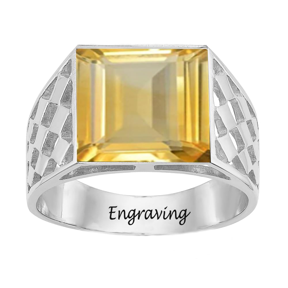 2-6 Carat Men Gemstone Engagement Ring 925 Sterling Silver Men's Birthstone Wedding Band Rings for Men Husband Grandpa Dad Christmas Birthday Anniversary Father's Day