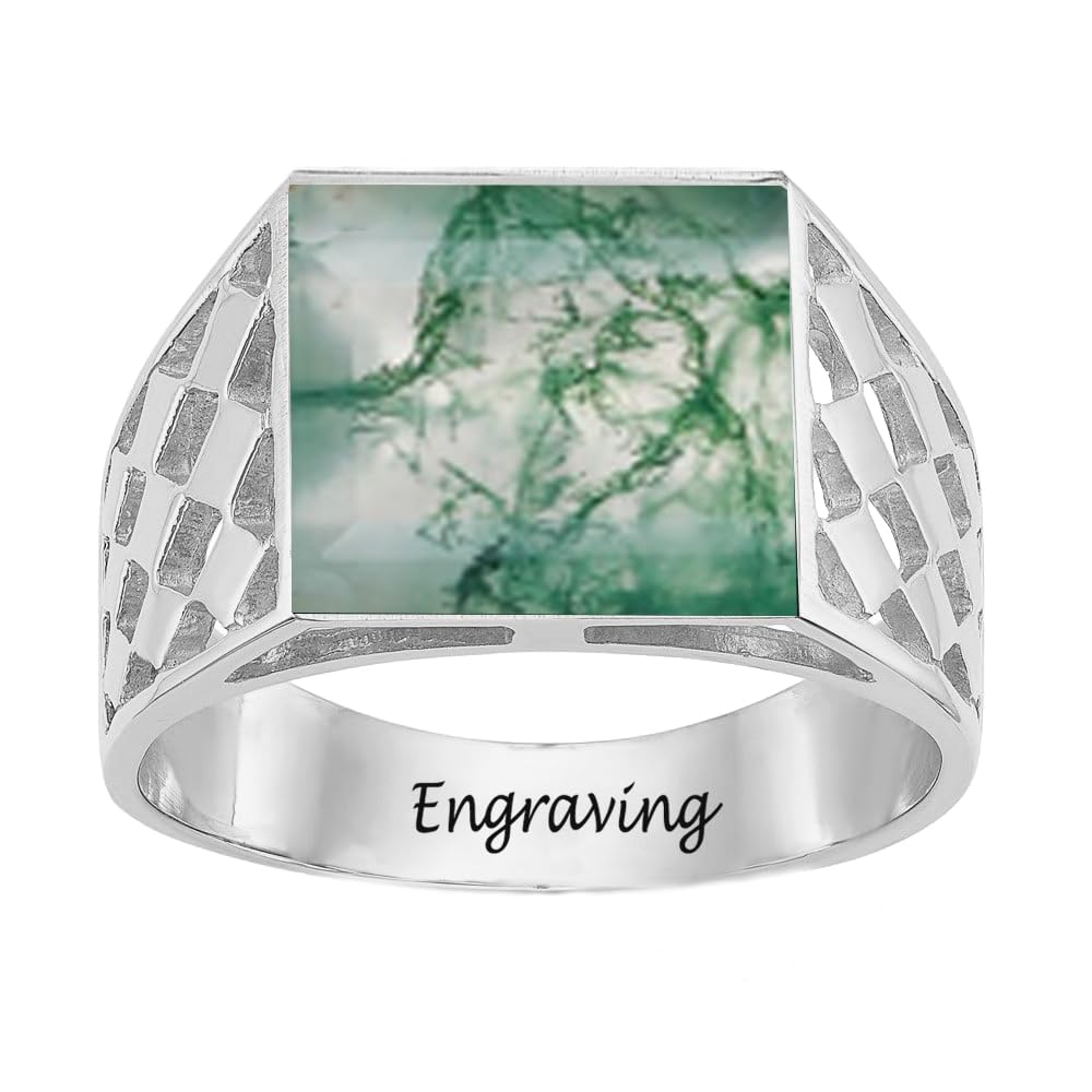 2-6 Carat Men Gemstone Engagement Ring 925 Sterling Silver Men's Birthstone Wedding Band Rings for Men Husband Grandpa Dad Christmas Birthday Anniversary Father's Day