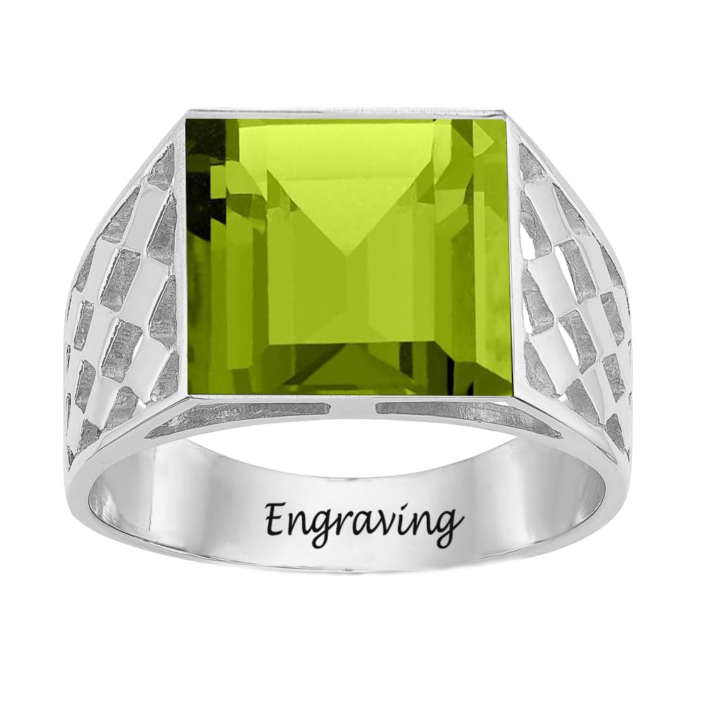 2-6 Carat Men Gemstone Engagement Ring 925 Sterling Silver Men's Birthstone Wedding Band Rings for Men Husband Grandpa Dad Christmas Birthday Anniversary Father's Day