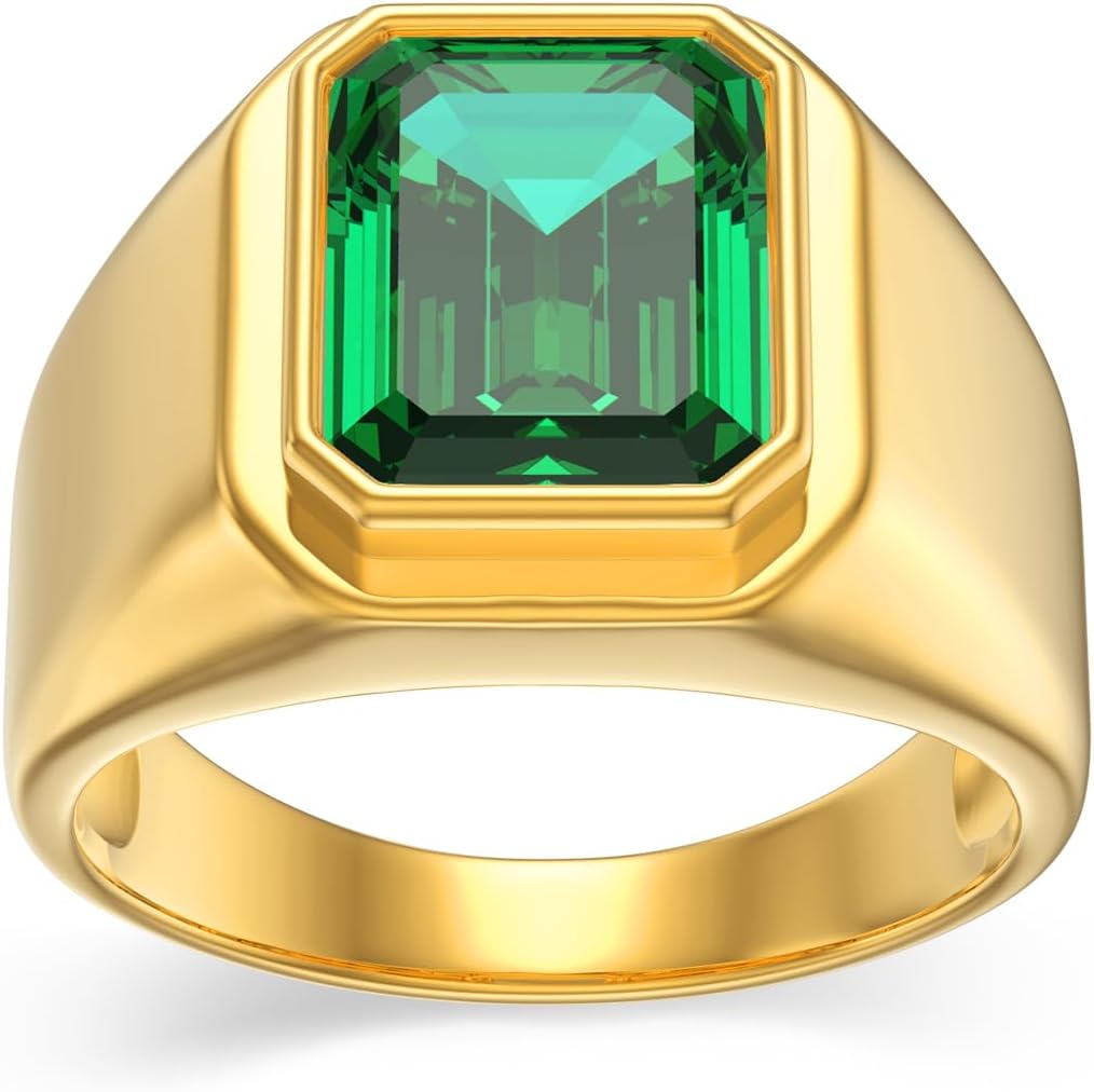 KECHO Personalized Customized Large Emerald Mens Ring Retro Ring for Men Emerald Moissanite IGI Certified Lab Grown Gemstone 10k 14k 18k Solid Gold Size 7-13