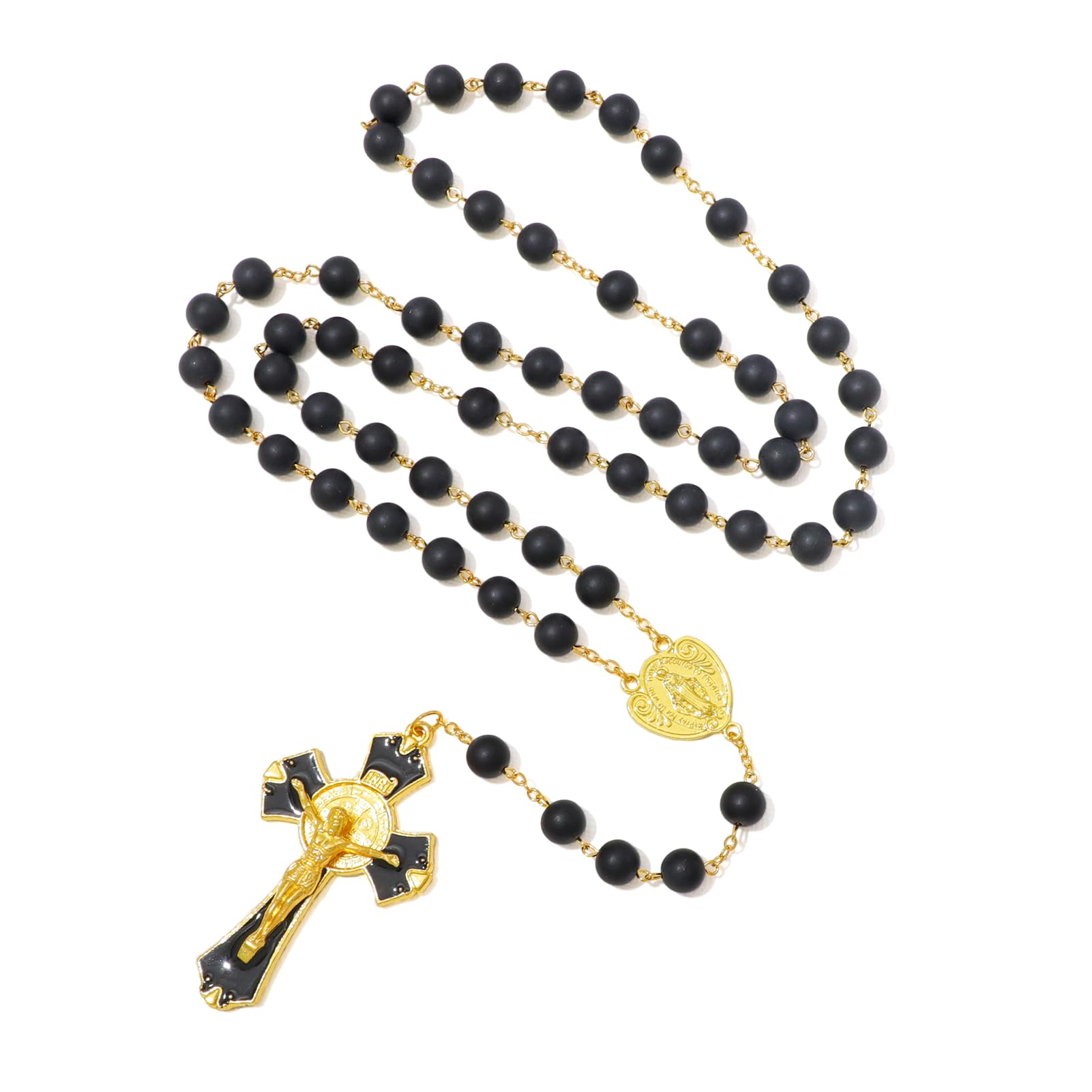 KOMI Catholic Rosary Beads for Men Holy Prayer Beads Rosary Necklace with Crucifix Cross Rosary Catholic Gifts