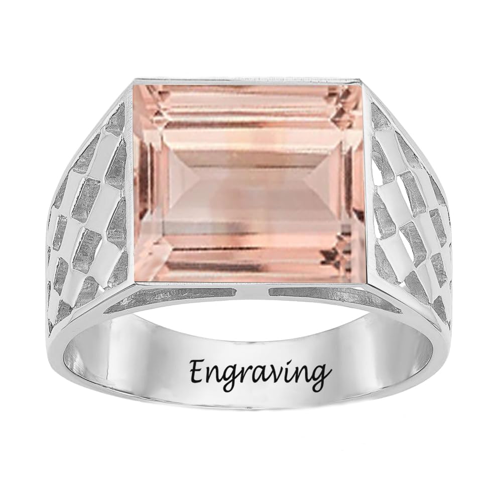2-6 Carat Men Gemstone Engagement Ring 925 Sterling Silver Men's Birthstone Wedding Band Rings for Men Husband Grandpa Dad Christmas Birthday Anniversary Father's Day