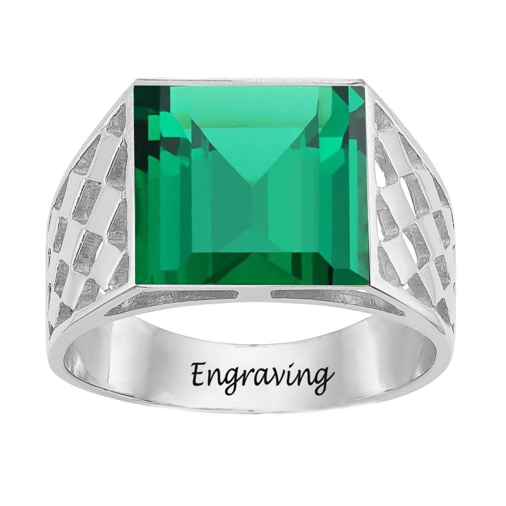 2-6 Carat Men Gemstone Engagement Ring 925 Sterling Silver Men's Birthstone Wedding Band Rings for Men Husband Grandpa Dad Christmas Birthday Anniversary Father's Day