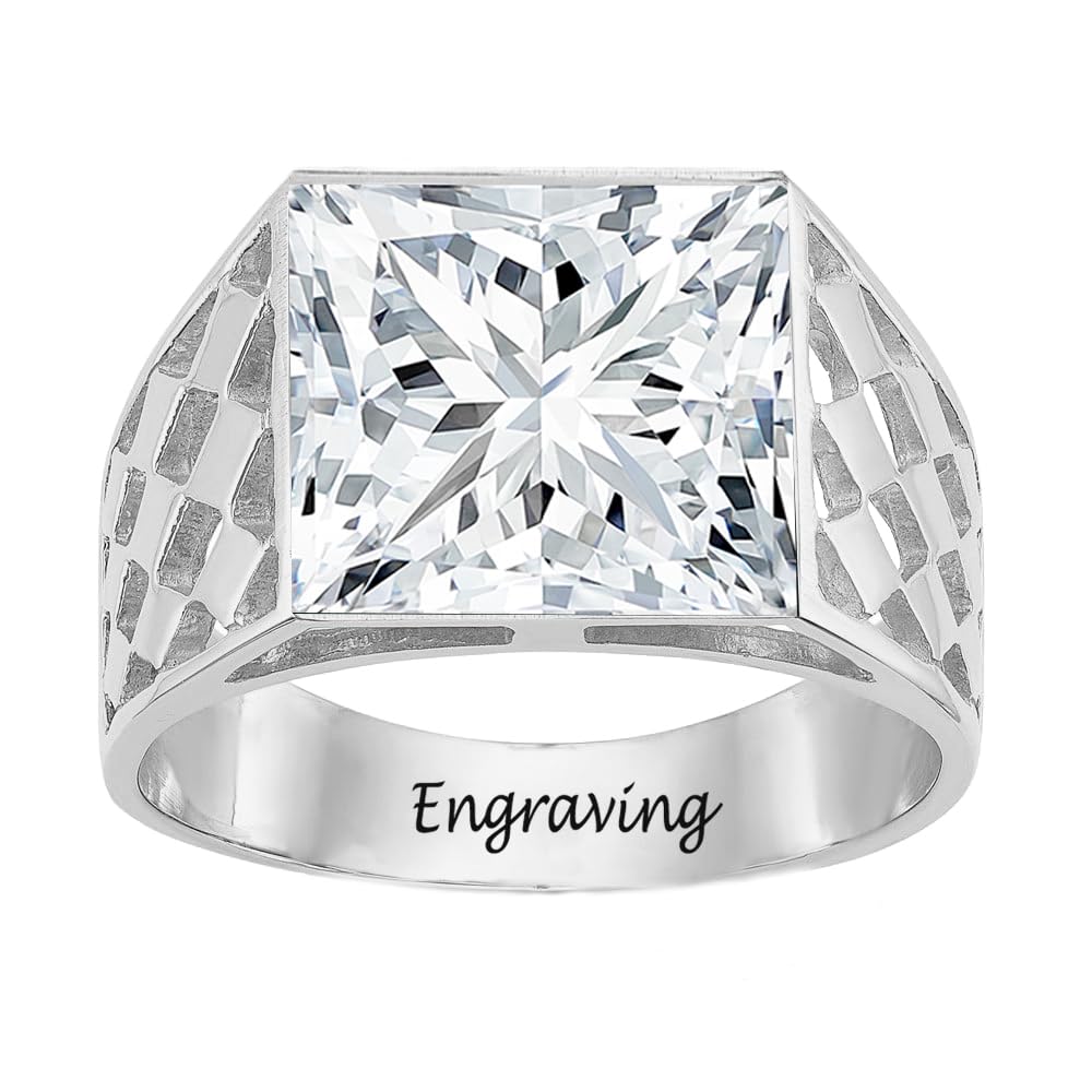 2-6 Carat Men Gemstone Engagement Ring 925 Sterling Silver Men's Birthstone Wedding Band Rings for Men Husband Grandpa Dad Christmas Birthday Anniversary Father's Day