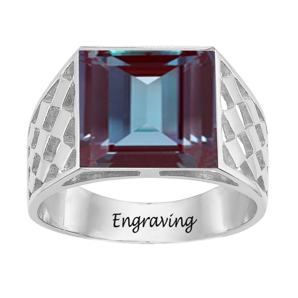 2-6 Carat Men Gemstone Engagement Ring 925 Sterling Silver Men's Birthstone Wedding Band Rings for Men Husband Grandpa Dad Christmas Birthday Anniversary Father's Day