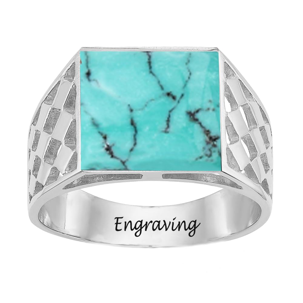 2-6 Carat Men Gemstone Engagement Ring 925 Sterling Silver Men's Birthstone Wedding Band Rings for Men Husband Grandpa Dad Christmas Birthday Anniversary Father's Day
