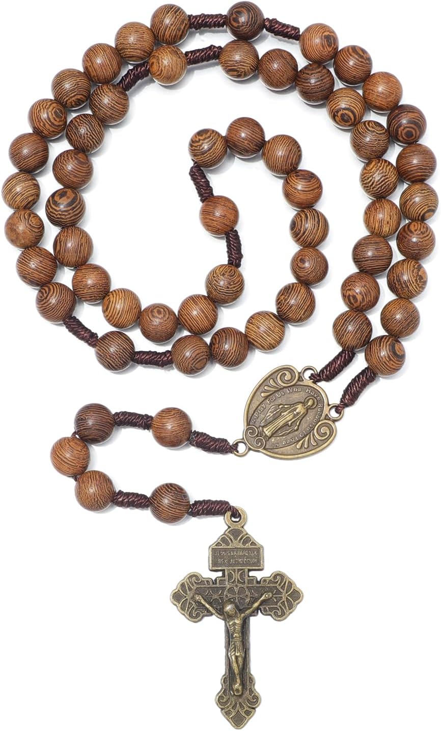 KOMI Catholic Rosary Beads for Men Holy Prayer Beads Rosary Necklace with Crucifix Cross Rosary Catholic Gifts