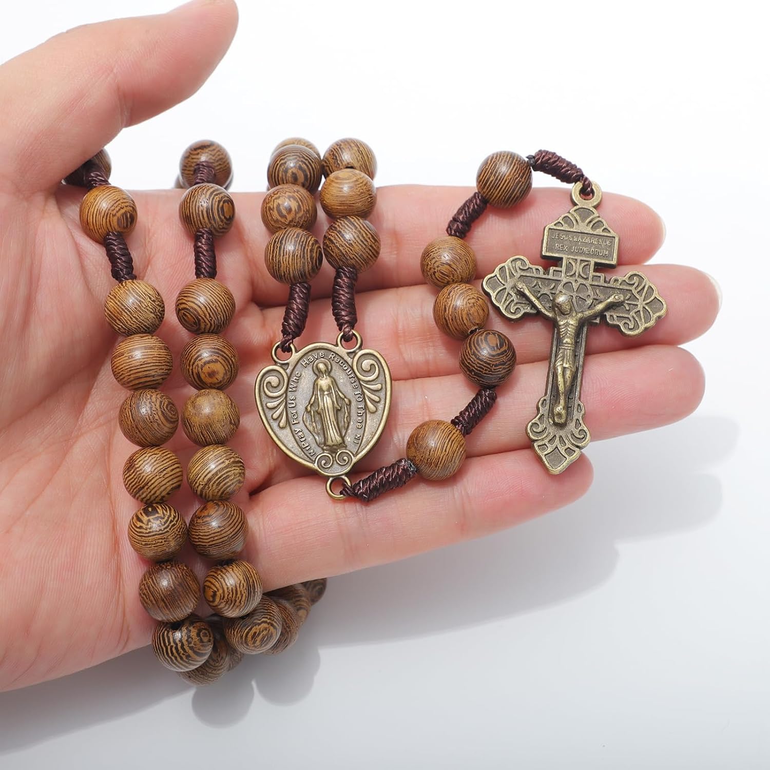 KOMI Catholic Rosary Beads for Men Holy Prayer Beads Rosary Necklace with Crucifix Cross Rosary Catholic Gifts