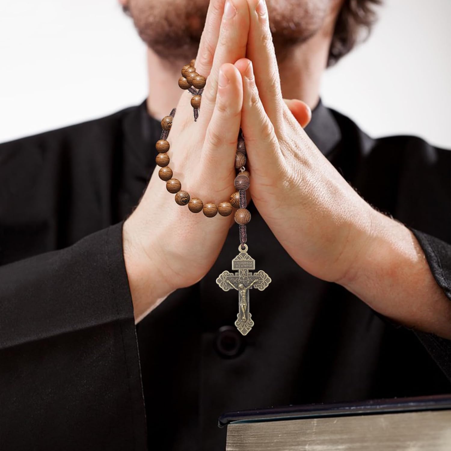 KOMI Catholic Rosary Beads for Men Holy Prayer Beads Rosary Necklace with Crucifix Cross Rosary Catholic Gifts