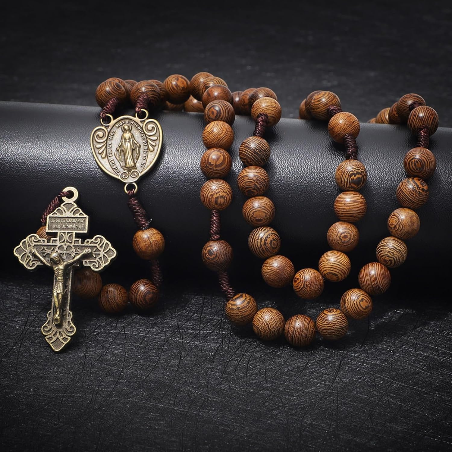 KOMI Catholic Rosary Beads for Men Holy Prayer Beads Rosary Necklace with Crucifix Cross Rosary Catholic Gifts