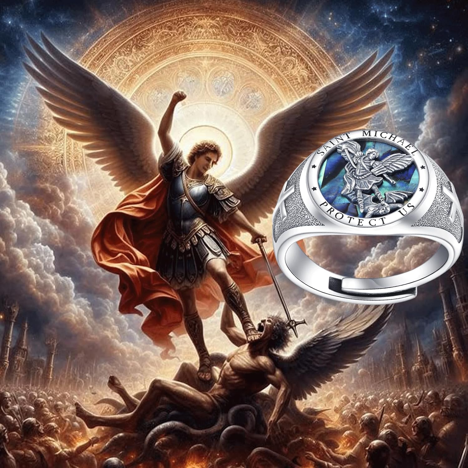 925 Sterling Silver Signet Ring Catholic Jewelry Gifts for Men Women
